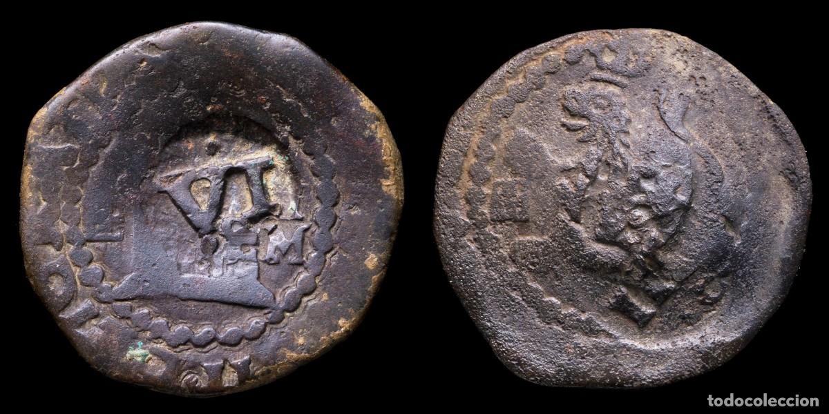 Monete da Spagna: 1636, 4/6 Maravedis Philips III and IV Resello, Cuenca/ Sevilla Mint - 22 mm / 4,13 gr.