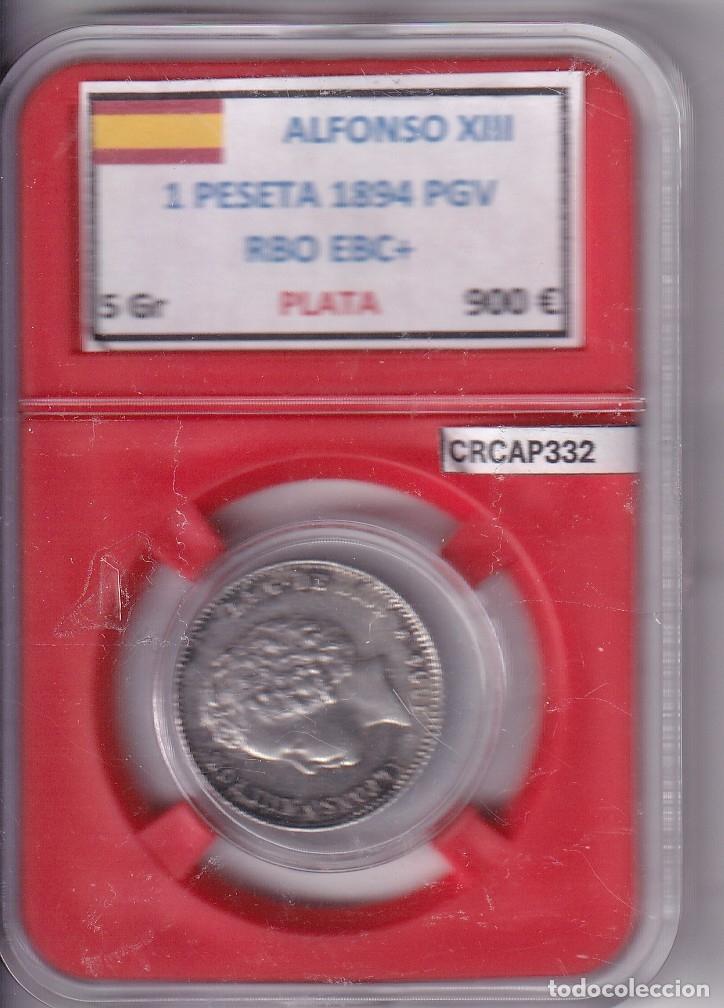 Monedas de Espa&ntilde;a: CRCAP332 MONEDA ALFONSO XIII 1 PESETA 1894 PGV RBO EBC+