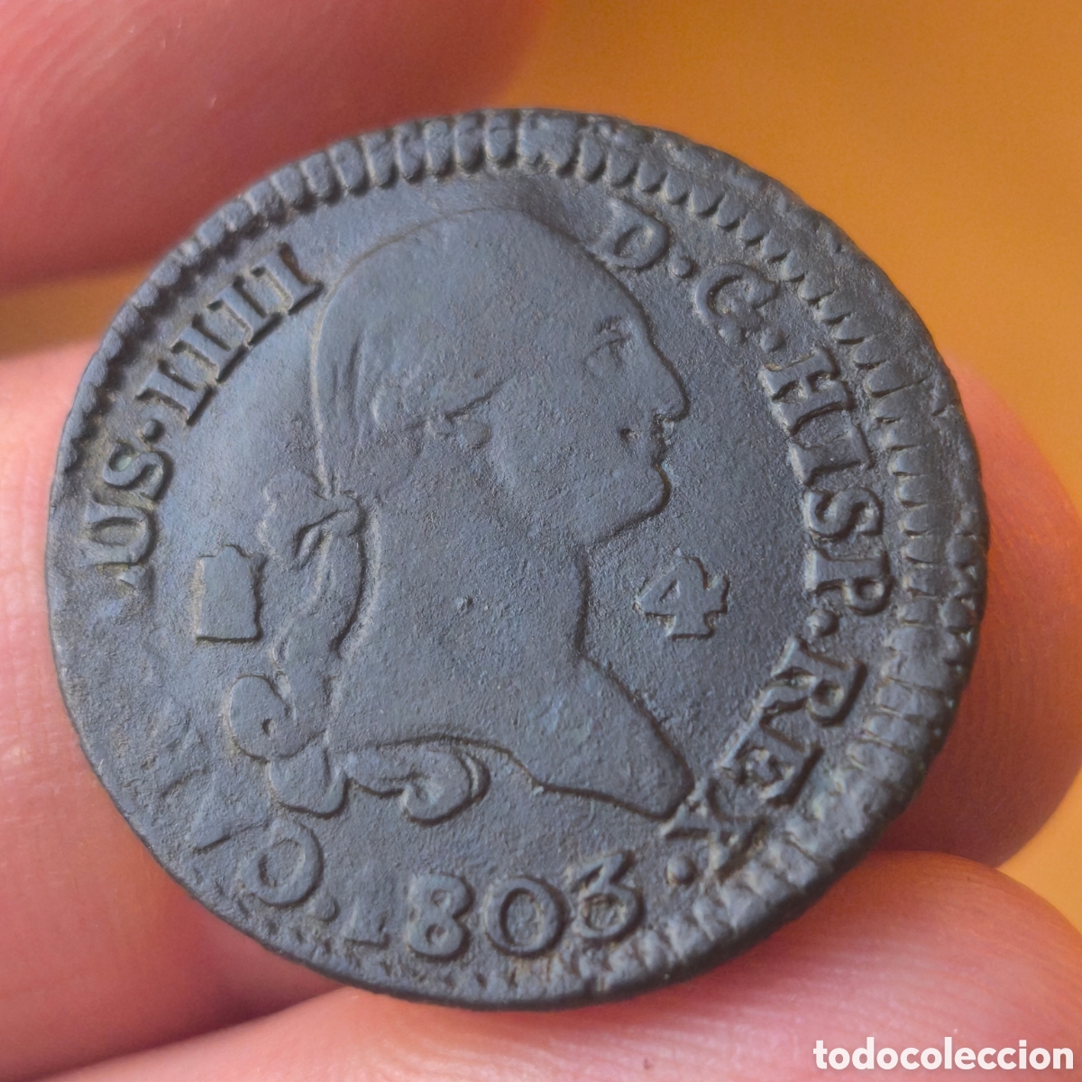 Monedas de Espa&ntilde;a: Carlos IV 1803 4 maravedis Segovia