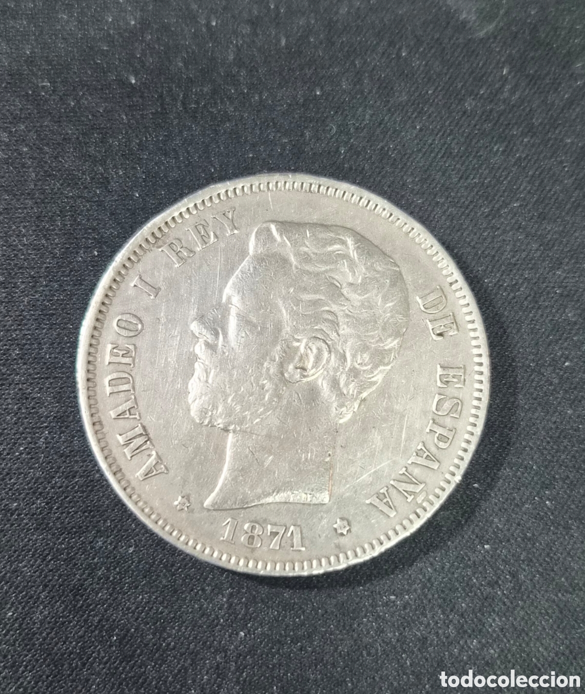 Monedas de Espa&ntilde;a: Moneda de 5 Pesetas 1871 *75 Amadeo I