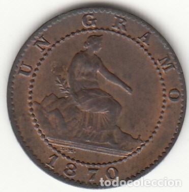 Coins of Spain: I REPUBLICA: 1 CENTIMO 1870 / EXCELENTE CONSERVACION - alb