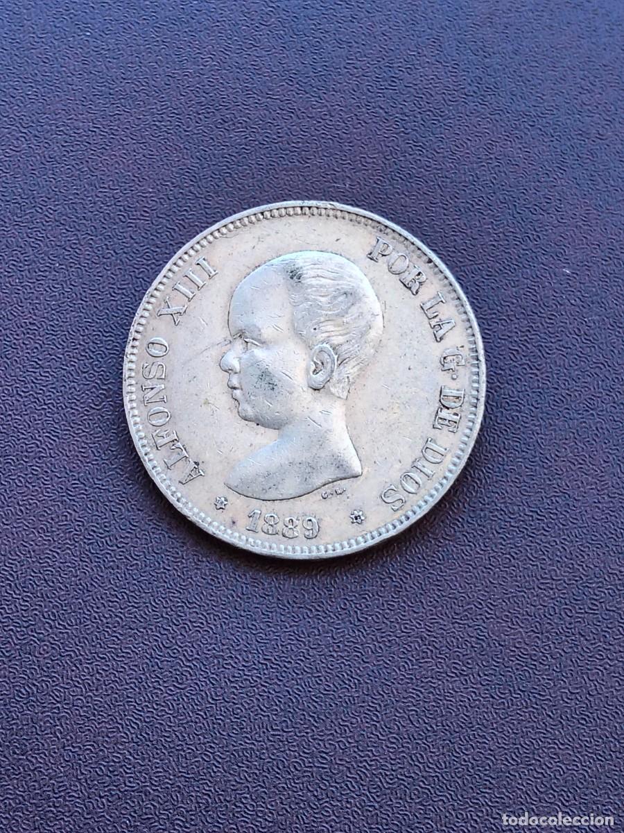 Monedas de Espa&ntilde;a: MONEDA DE 5 PESETAS DE ALFONSO XIII, DEL A&Ntilde;O 1889*18-89.MP M.DE PLATA. ORIGINAL%1