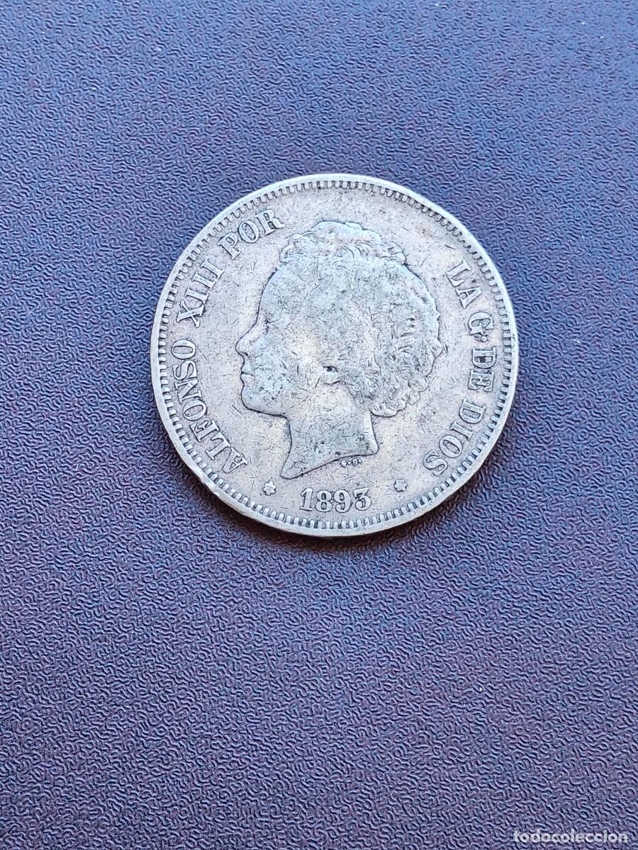 Monedas de Espa&ntilde;a: MONEDA DE 5 PESETAS (DURO)DE ALFONSO XIII DEL A&Ntilde;O 1893*---- PG V,DE PLATA.