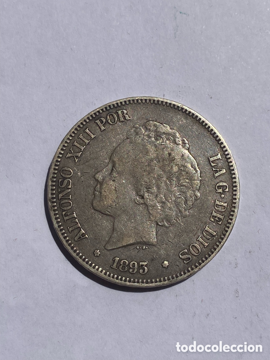 Monedas de Espa&ntilde;a: 5 Pesetas 1893 PGV Alfonso XIII