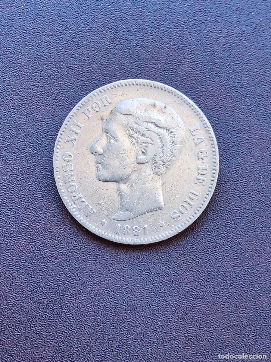 Monedas de Espa&ntilde;a: MONEDA DE 5 PESETAS (DURO)DE ALFONSO XII DEL A&Ntilde;O 1881*XXXX MS M,DE PLATA.1