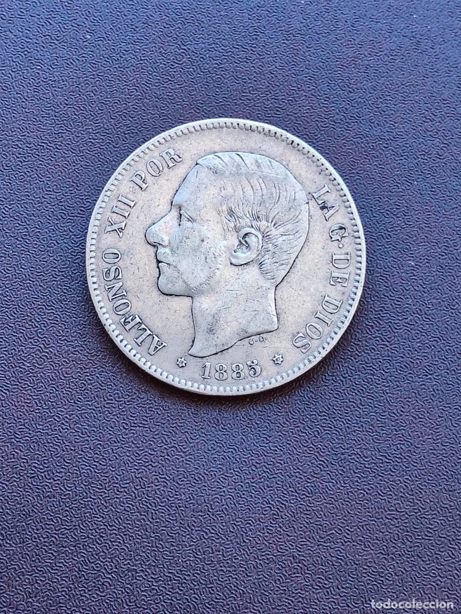 Monedas de Espa&ntilde;a: MONEDA DE 5 PESETAS (DURO) DE ALFONSO XII DEL A&Ntilde;O 1885*18-87. MP M. DE PLATA.