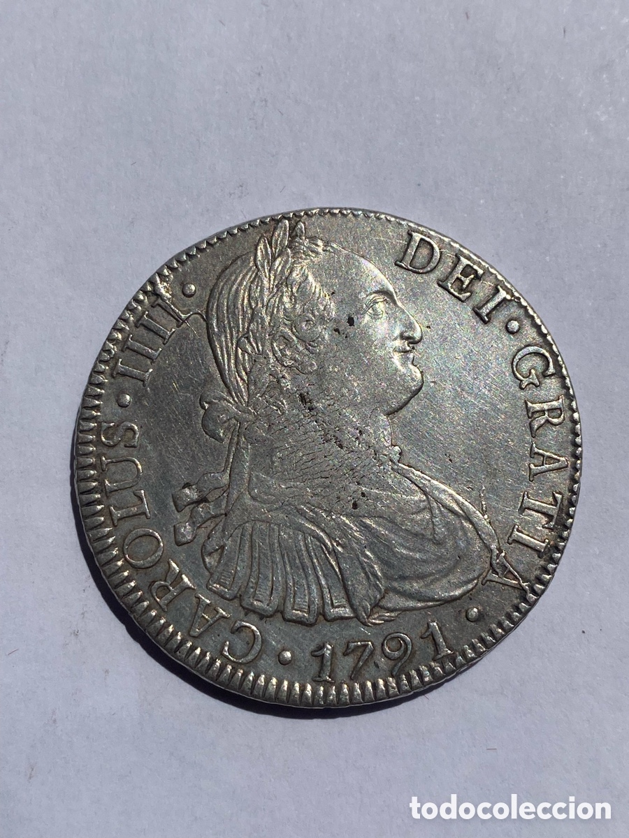 Monedas de Espa&ntilde;a: 8 Reales 1791 Carlos IV M&eacute;jico FM EBC