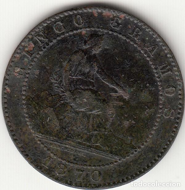 Monedas de Espa&ntilde;a: GOBIERNO PROVISIONAL: 5 CENTIMO 1870 OM / 2 - Foto 1