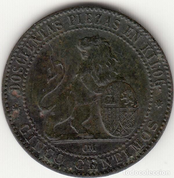 Monedas de Espa&ntilde;a: GOBIERNO PROVISIONAL: 5 CENTIMO 1870 OM / 2 - Foto 2