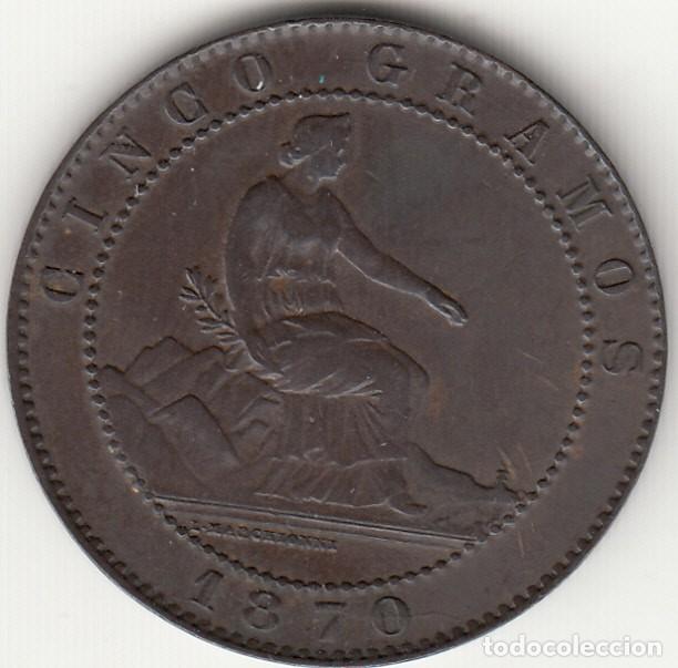 Monedas de Espa&ntilde;a: GOBIERNO PROVISIONAL: 5 CENTIMO 1870 OM / EXCELENTE CONSERVACION - 3