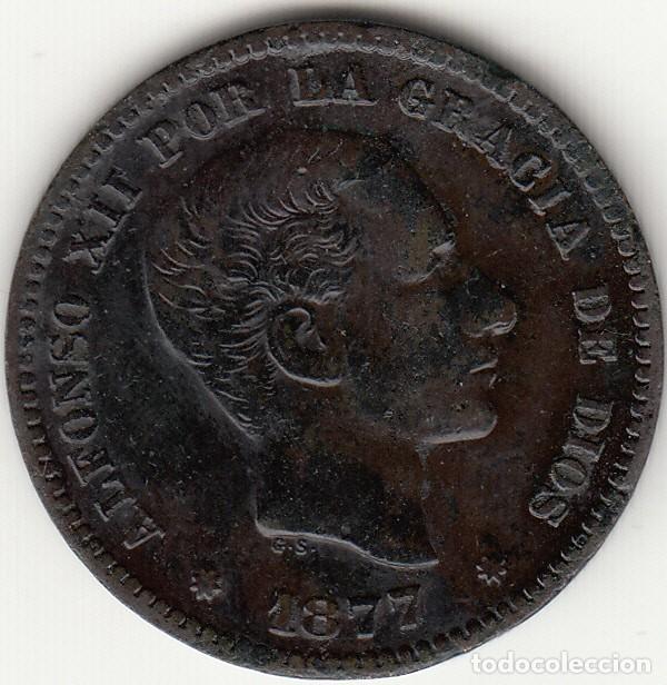 Monedas de Espa&ntilde;a: ALFONSO XII: 5 CENTIMO 1877 OM / EXCELENTE CONSERVACION - alb
