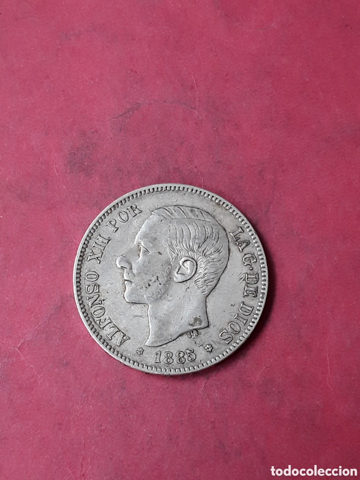 Monete da Spagna: 5 PESETAS 1885 *85 . PLATA. ALFONSO XII.