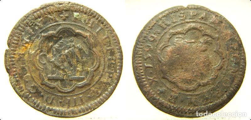 Monedas de Espa&ntilde;a: Moneda de Felipe III 1599 resellados , mide 28 mm