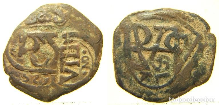 Monedas de Espa&ntilde;a: Moneda de Felipe IV 1625 resello a VIII de Madrid , mide 22 mm