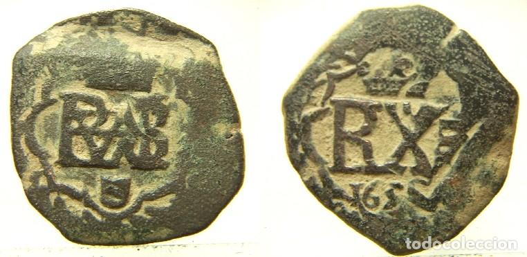 Monedas de Espa&ntilde;a: Moneda de Felipe IV, mide 2,5 cm