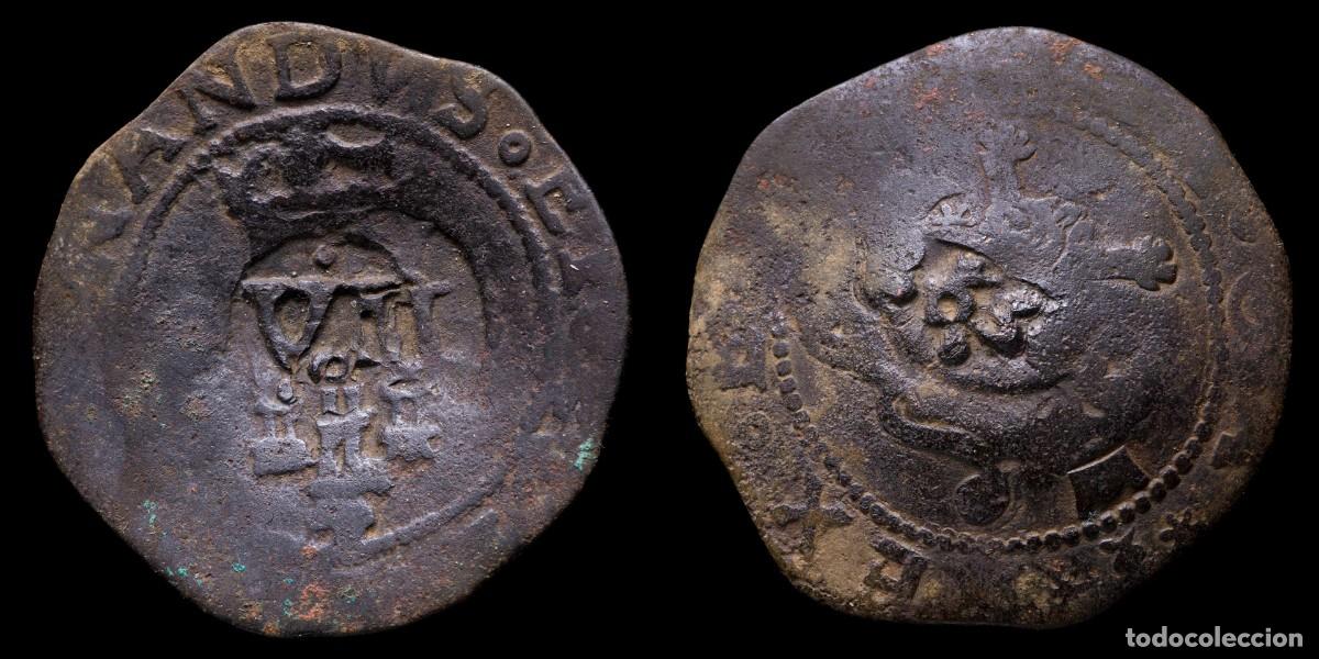 Monedas de Espa&ntilde;a: 1636, 8 Maravedis Philips IV Resello, Sevilla Mint - 24 mm / 3,42 gr.