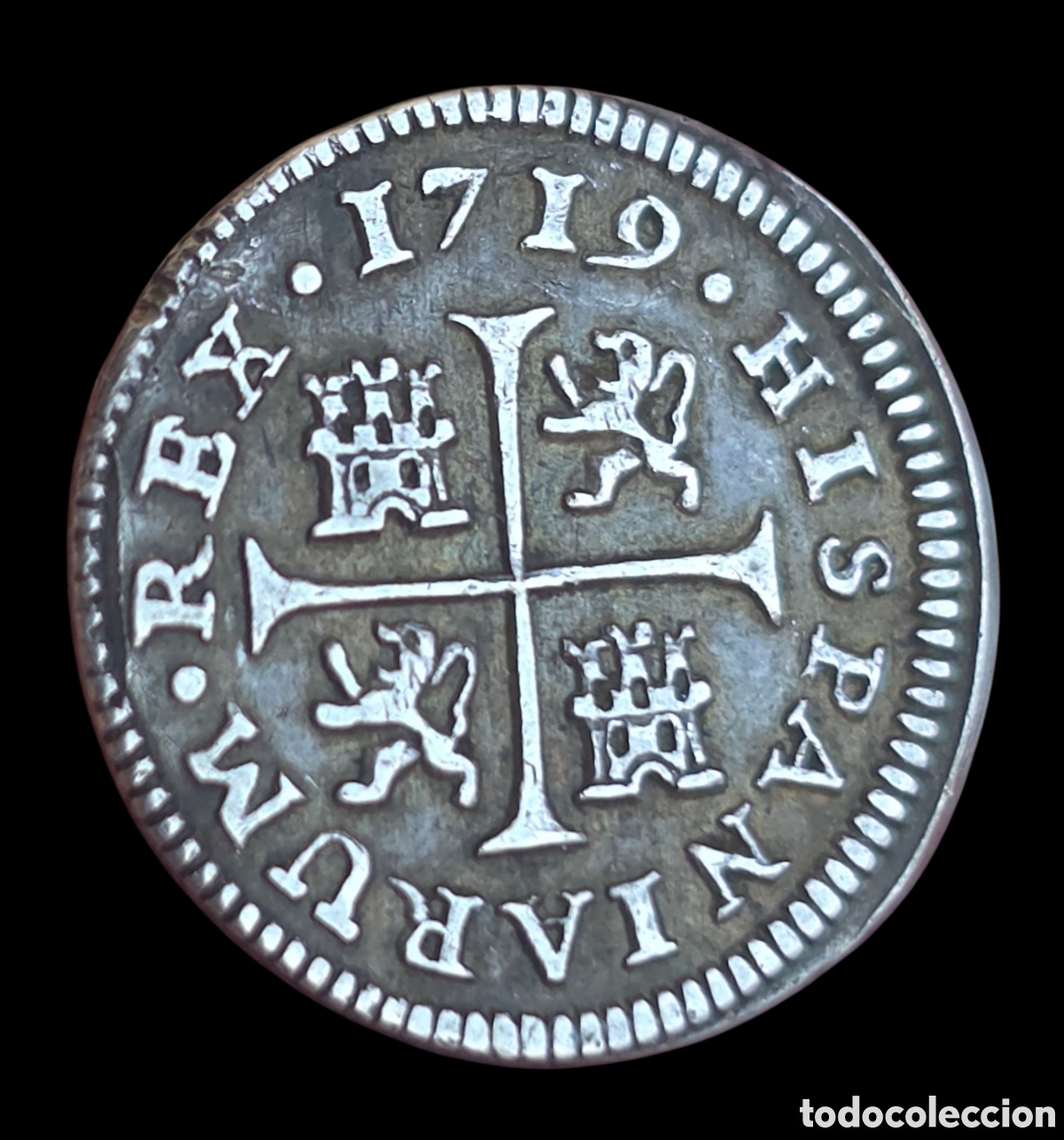 Monedas de Espa&ntilde;a: Medio real de Cuenca de Felipe V de 1719