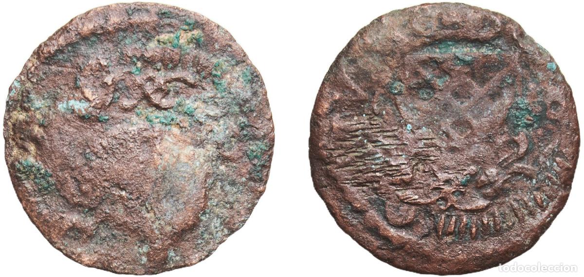 Monedas de Espa&ntilde;a: Spain Principality of Catalonia Spanish states 1707 - 1711 Ardite Copper La Seca Mint 1.13g VF Cal