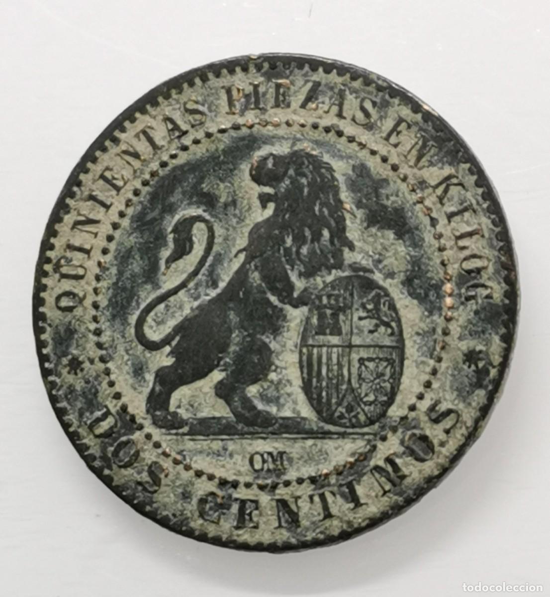 Monedas de Espa&ntilde;a: Gobierno Provisional - 2 C&eacute;ntimos 1870 OM (Barcelona)