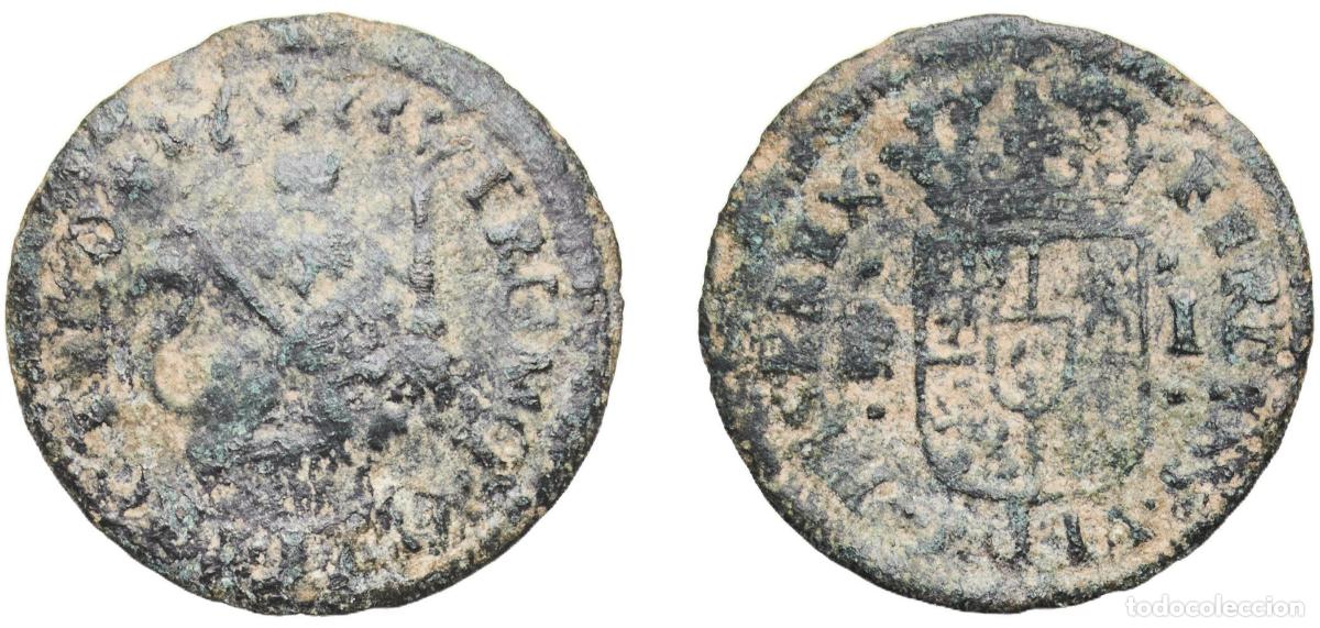 Monedas de Espa&ntilde;a: Spain Kingdom 1746 - 1747 1 Maravedi - Fernando VI Copper Segovia Mint 0.68g VF Cal 716 Aureo 18