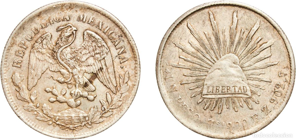 Monedas de Espa&ntilde;a: Mexico Federal Republic 1900 Zs FZ 1 Peso Silver (.9027) (Copper .0973) Casa de Moneda de Zacatecas
