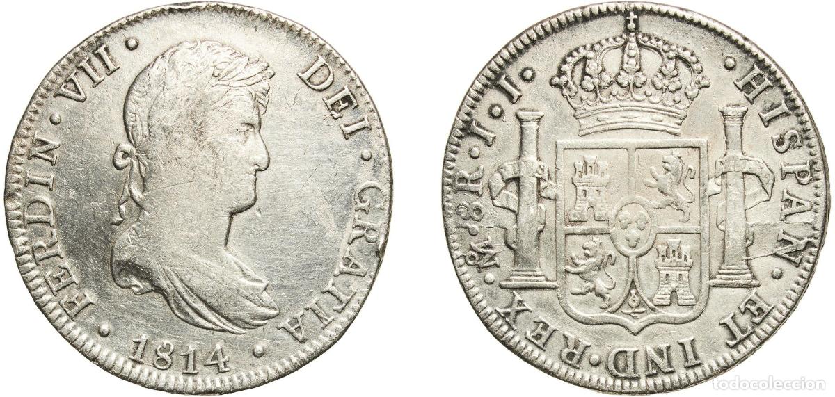 Monedas de Espa&ntilde;a: Mexico Spanish colony 1814 JJ 8 Reales - Fernando VII Silver (.903) Casa de Moneda de M&eacute;xico Mint 2