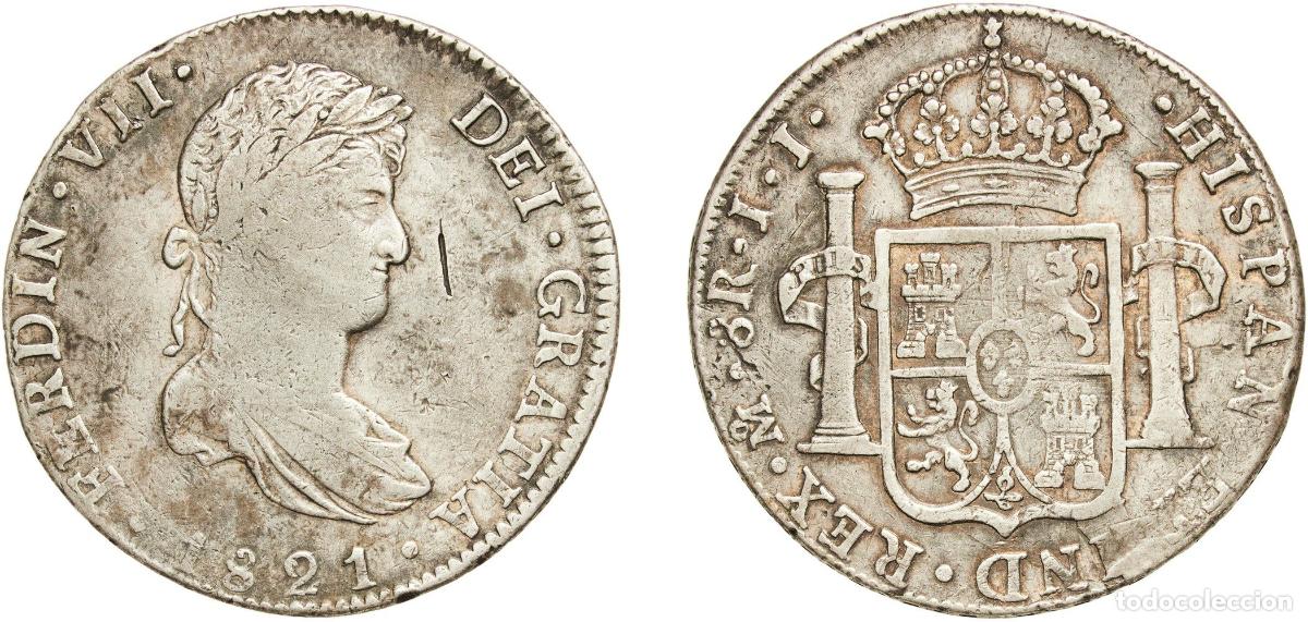 Monedas de Espa&ntilde;a: Mexico Spanish colony 1821 JJ 8 Reales - Fernando VII Silver (.903) Casa de Moneda de M&eacute;xico Mint 2
