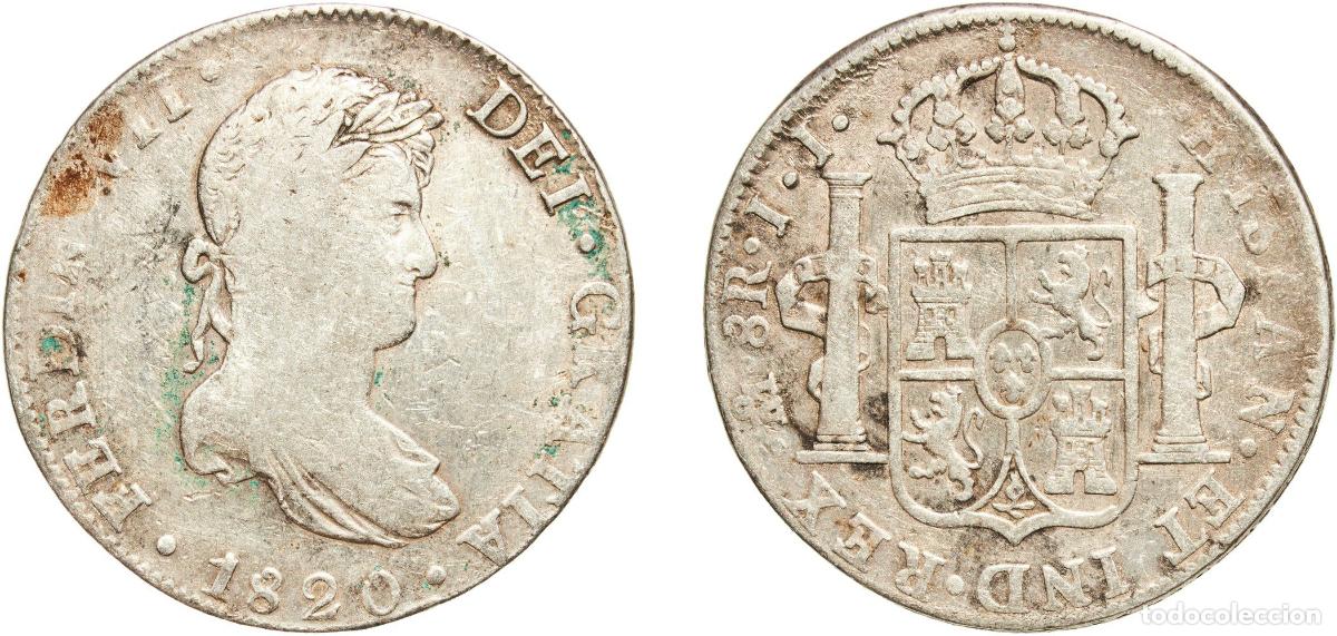 Monedas de Espa&ntilde;a: Mexico Spanish colony 1820 JJ 8 Reales - Fernando VII Silver (.903) Casa de Moneda de M&eacute;xico Mint 2