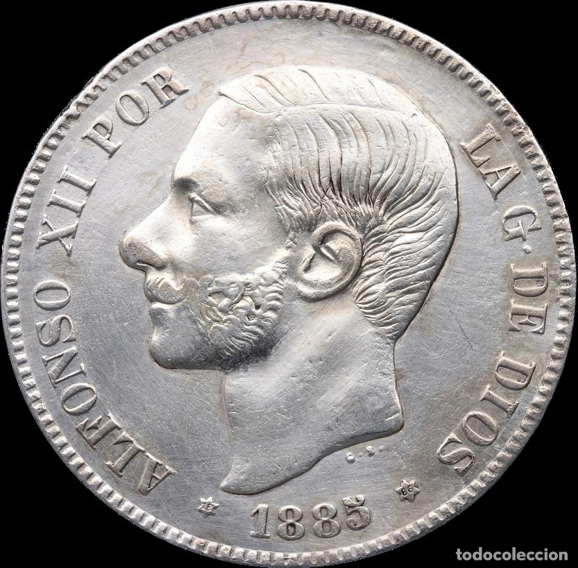 Monedas de Espa&ntilde;a: 5 PESETAS 1885 18-86 ALFONSO XII Madrid MS M, moneda