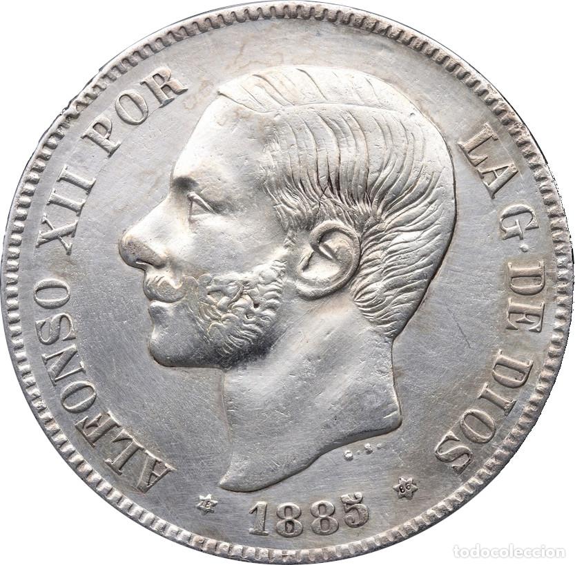 Monedas de Espa&ntilde;a: 5 PESETAS 1885 18-86 ALFONSO XII Madrid MS M, moneda