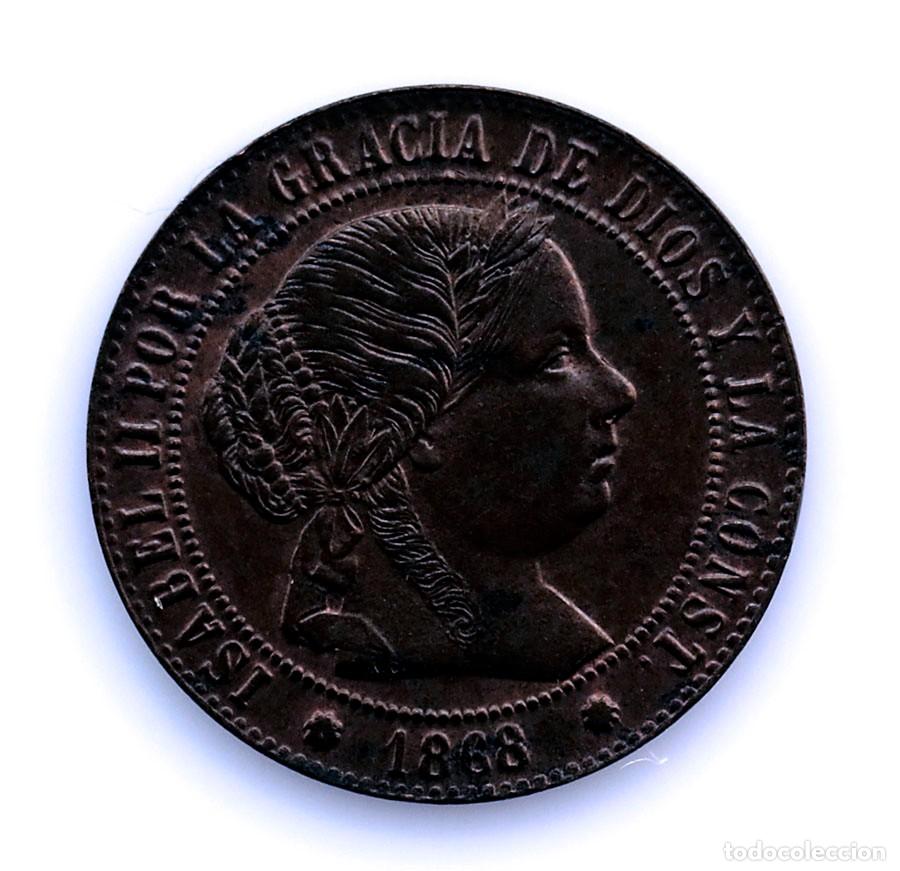 Monedas de Espa&ntilde;a: SC. Spain-Isabel II. 1/2 C&eacute;ntimo de escudo 1868 Barcelona EBC/XF. Cobre 1,4 g.