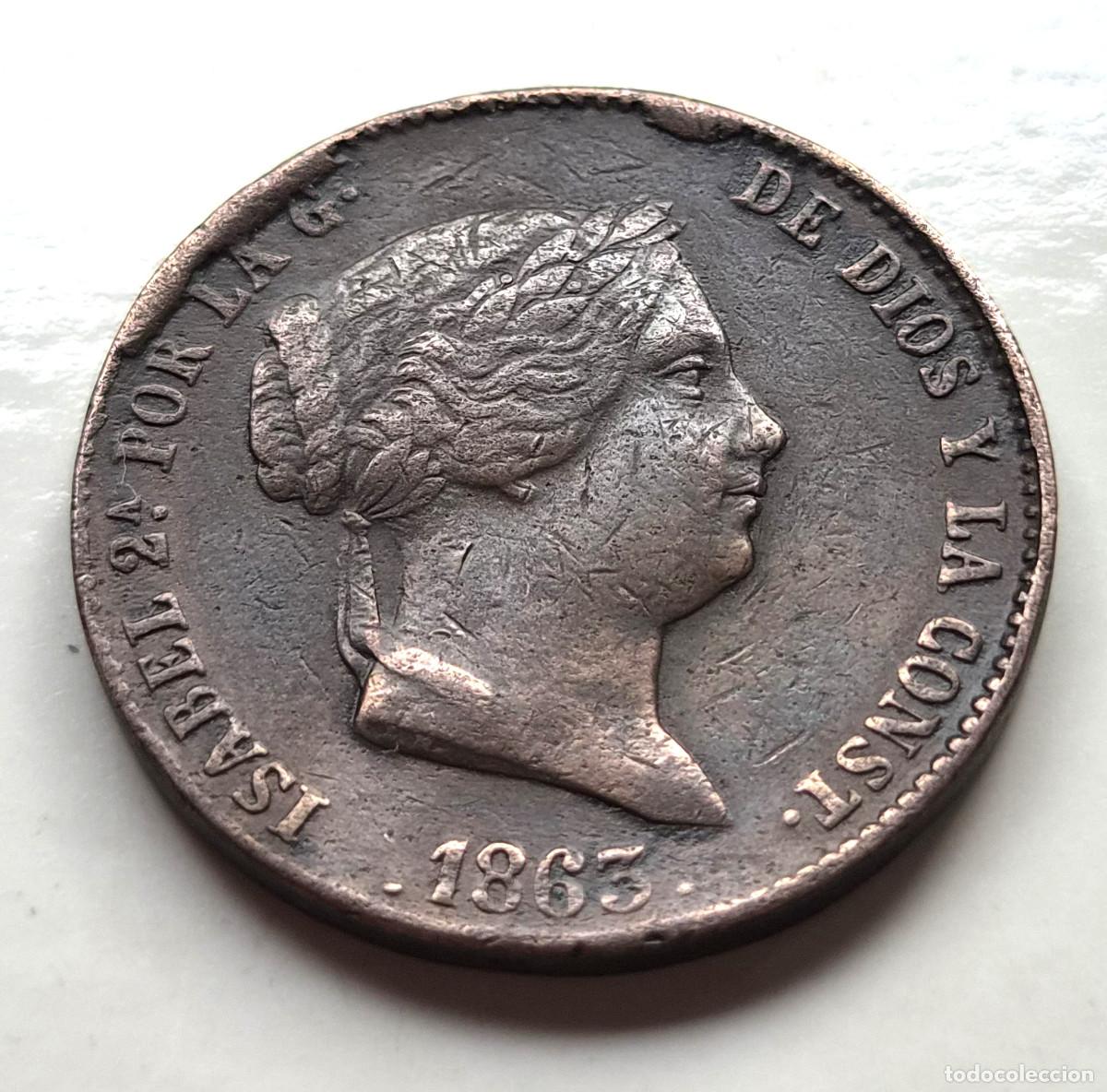 Monedas de Espa&ntilde;a: ISABEL 2&ordf; SEGOVIA. 25 CENTIMOS DE REAL 1863