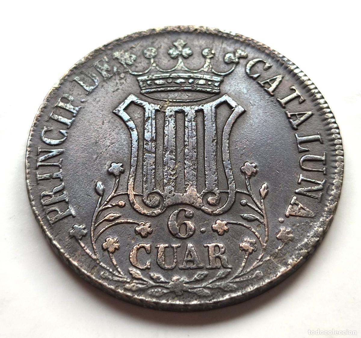 Monedas de Espa&ntilde;a: ISABEL 2&ordf; CATALU&Ntilde;A. 6 CUARTOS 1844 - Foto 2