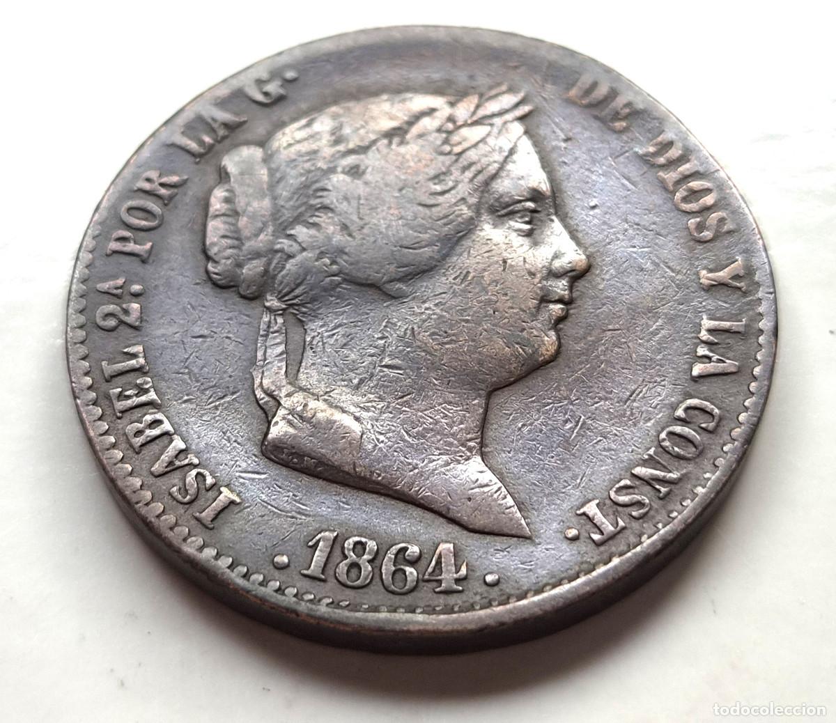 Monedas de Espa&ntilde;a: ISABEL 2&ordf; SEGOVIA. 25 CENTIMOS DE REAL 1864