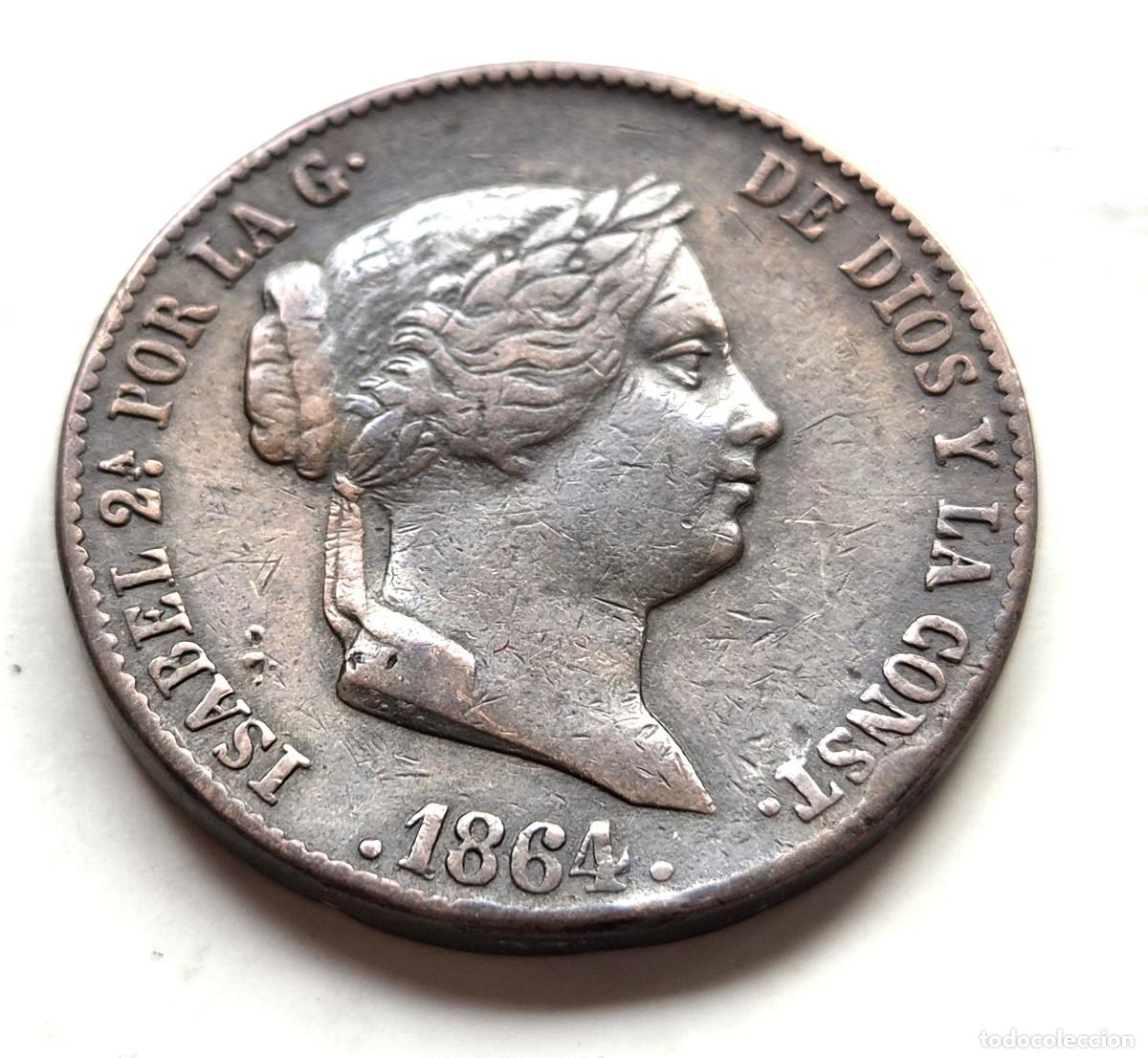 Monedas de Espa&ntilde;a: ISABEL 2&ordf; SEGOVIA. 25 CENTIMOS DE REAL 1864