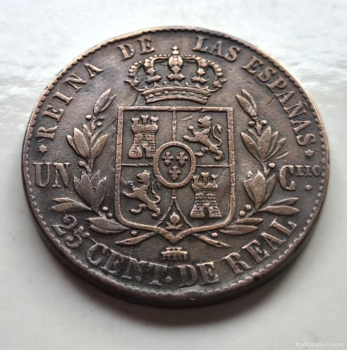 Monedas de Espa&ntilde;a: ISABEL 2&ordf; SEGOVIA. 25 CENTIMOS DE REAL 1864 - Foto 2