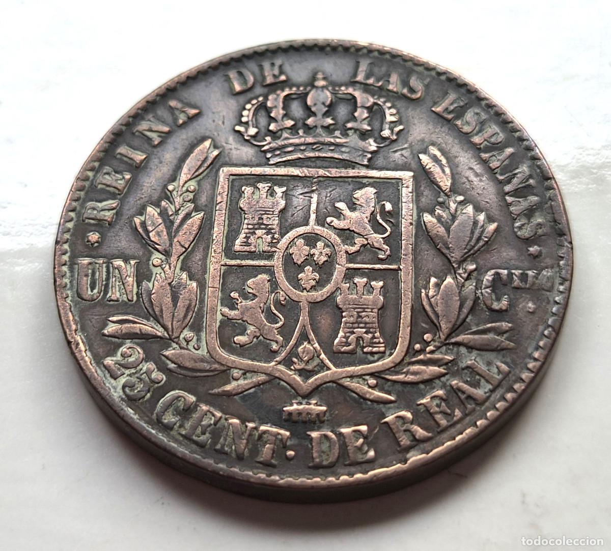 Monedas de Espa&ntilde;a: ISABEL 2&ordf; SEGOVIA. 25 CENTIMOS DE REAL 1859 - Foto 2