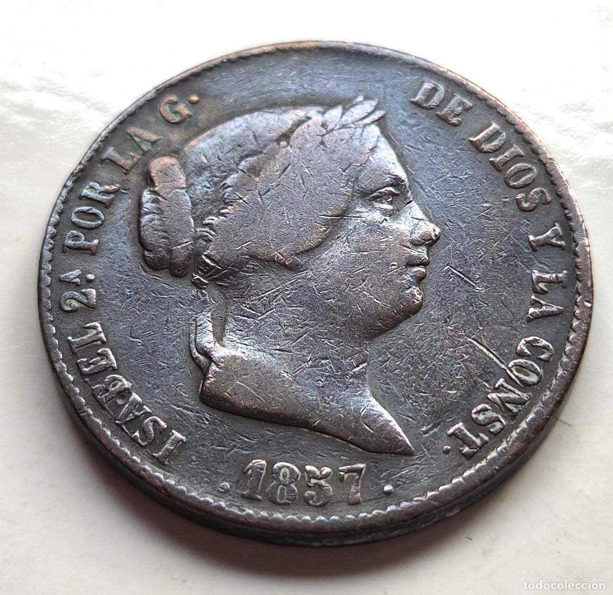 Monedas de Espa&ntilde;a: ISABEL 2&ordf; SEGOVIA. 25 CENTIMOS DE REAL 1857