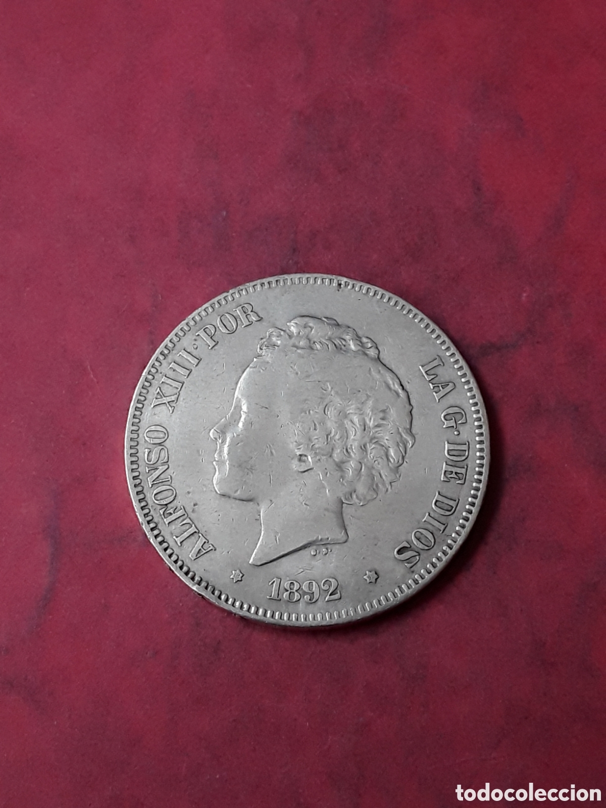Monete da Spagna: 5 PESETAS 1892 PLATA. ALFONSO XIII.