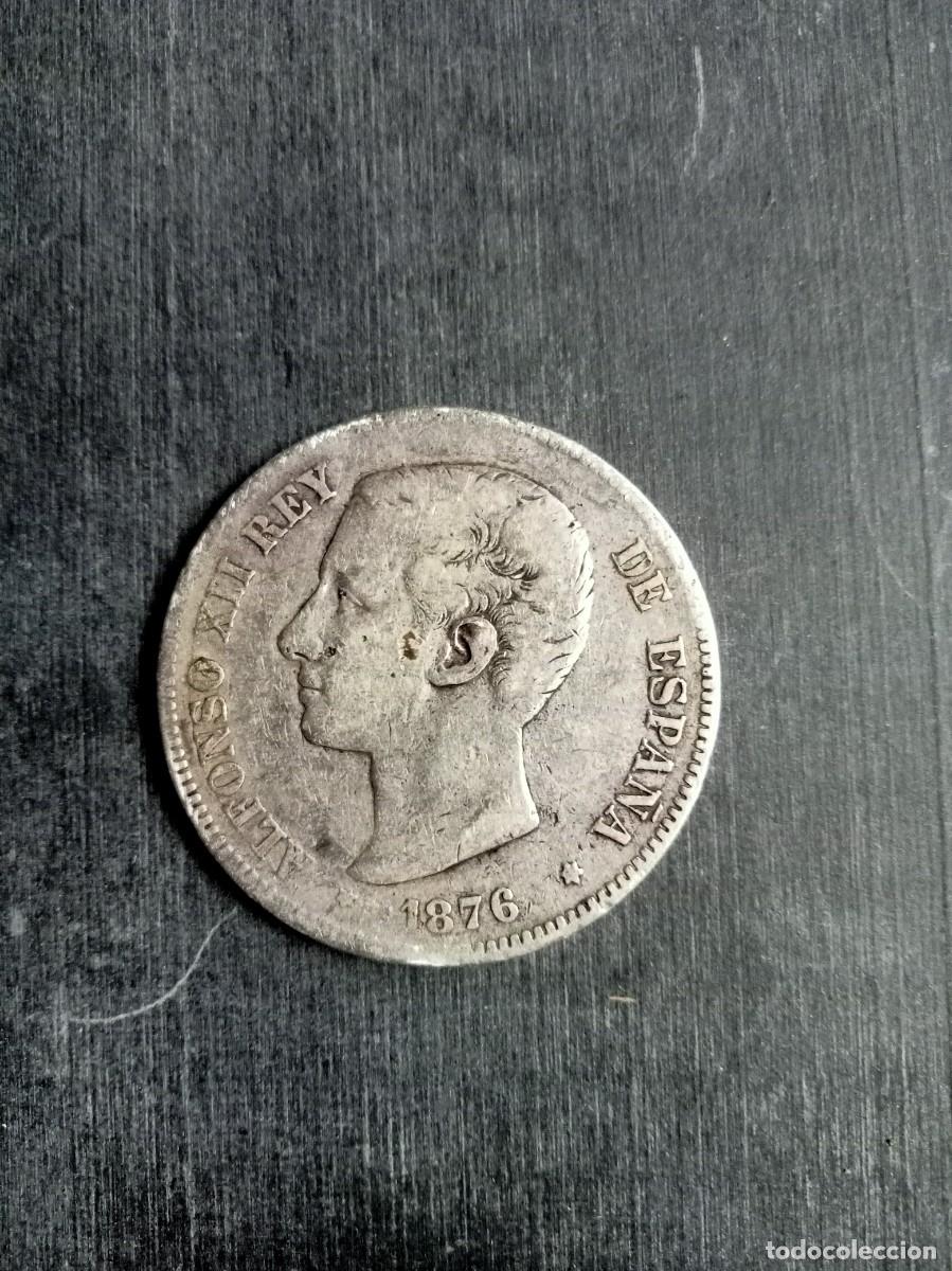 Monedas de Espa&ntilde;a: ALFONSO XII, 5 PESETAS DE PLATA 1876* 18-76.