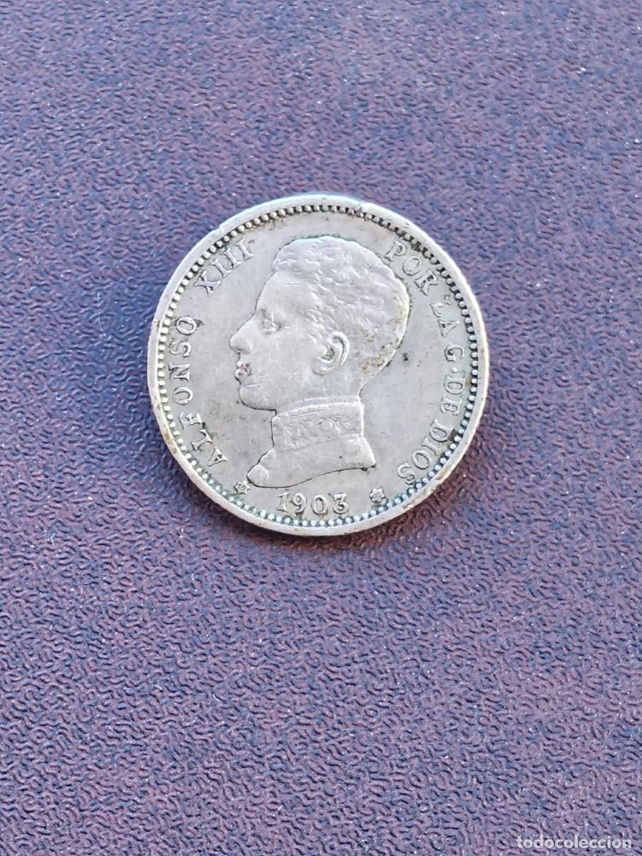 Monedas de Espa&ntilde;a: MONEDA DE 1 PESETA DE ALFONSO XIII DEL A&Ntilde;O 1903*19-03 SM V..DE PLATA. ORIGINAL%