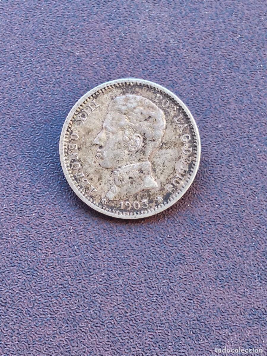 Monedas de Espa&ntilde;a: MONEDA DE 1 PESETA DE ALFONSO XIII DEL A&Ntilde;O 1903*19-03 SM V..DE PLATA. ORIGINAL%1