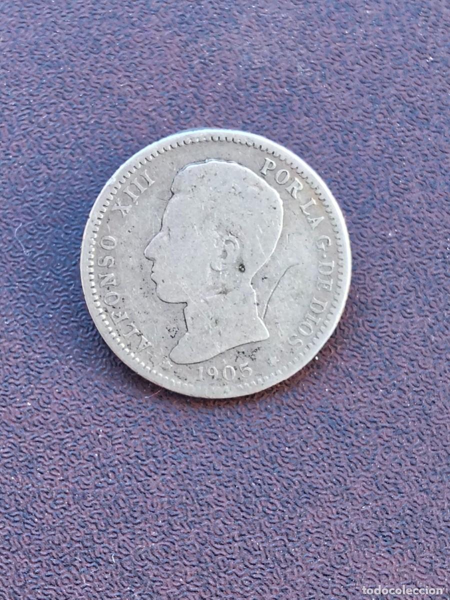 Monedas de Espa&ntilde;a: MONEDA DE 1 PESETA DE ALFONSO XIII DEL A&Ntilde;O 1905*---- SM V..DE PLATA.ORIGINAL%1