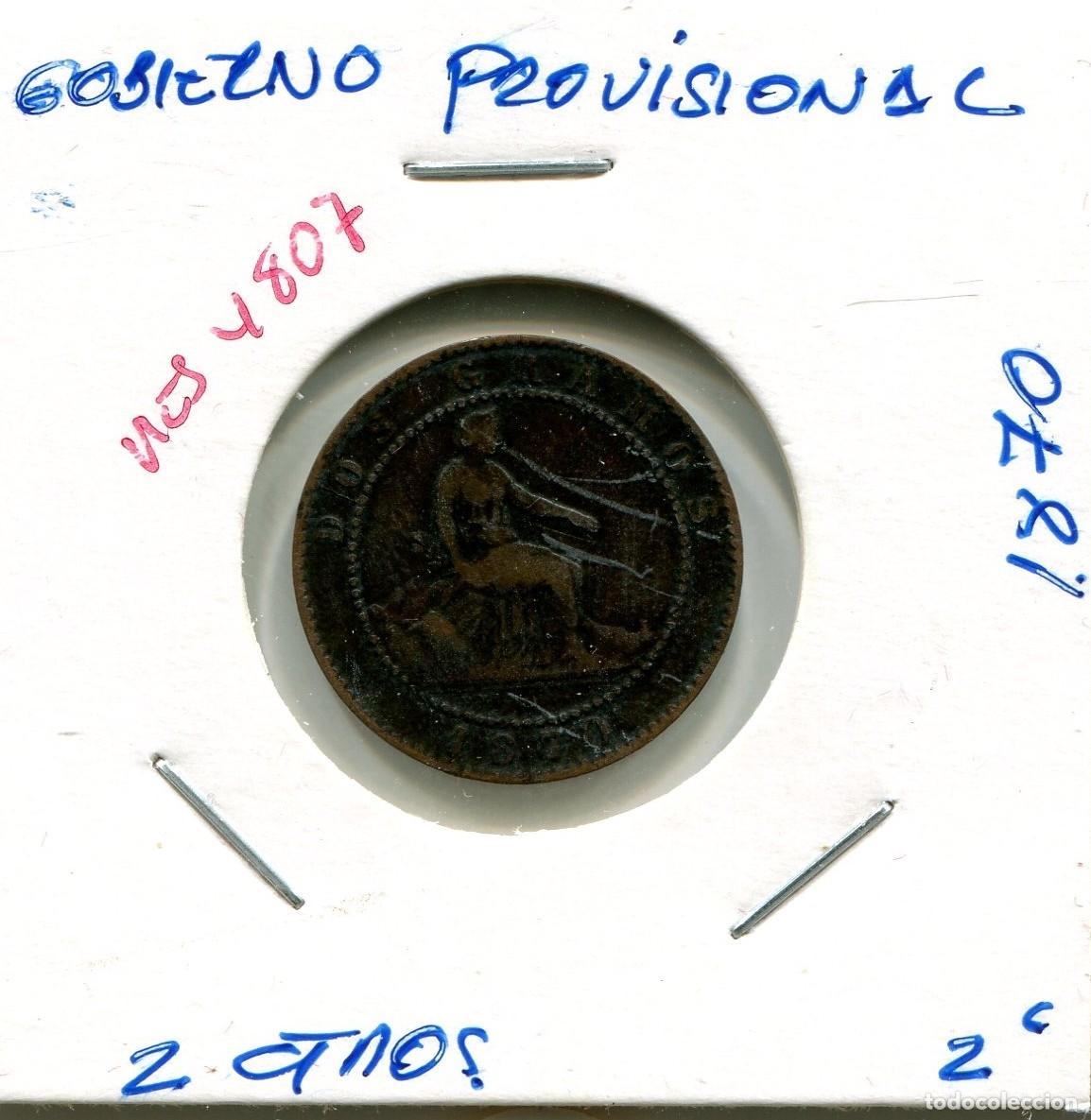 Monedas de Espa&ntilde;a: 2 CENTIMOS GOBIERNO PROVISIONAL A&Ntilde;O 1870 ( MES4807 ) - Foto 1