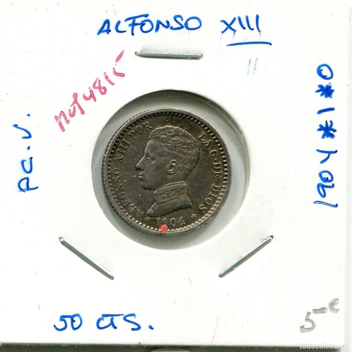 Monedas de Espa&ntilde;a: 50 CENTIMOS ALFONSO XIII A&Ntilde;O 1904 *1*0 PC.V ( MES4815 )