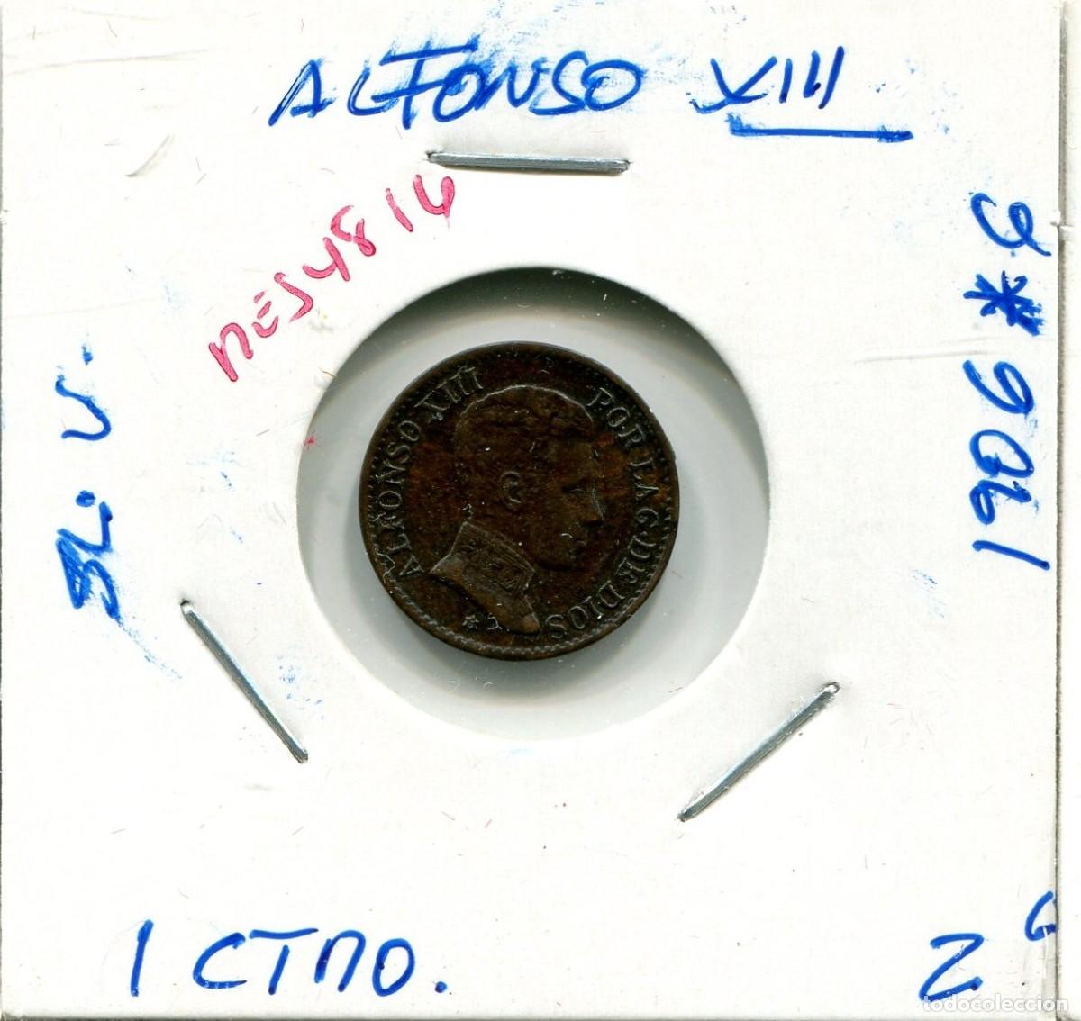 Monedas de Espa&ntilde;a: UN CENTIMO ALFONSO XIII A&Ntilde;O 1906 *6 SL.V ( MES4816 )