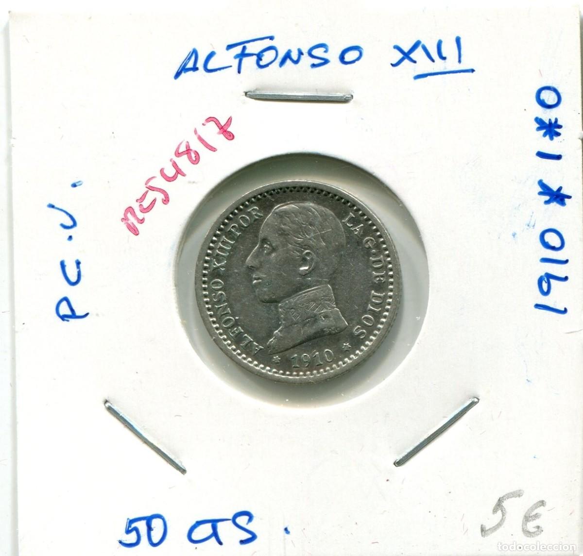 Monedas de Espa&ntilde;a: 50 CENTIMOS ALFONSO XIII A&Ntilde;O 1910 *1*0 PC.V ( MES4817 )