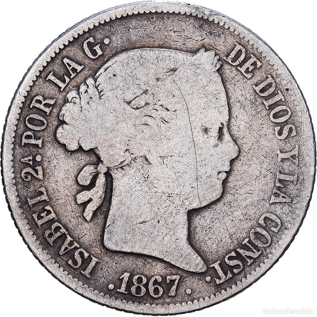 Monedas de Espa&ntilde;a: [#1224166] Espa&ntilde;a, Isabel II, 40 Centimos De Escudo, 1867, Madrid, Plata, BC