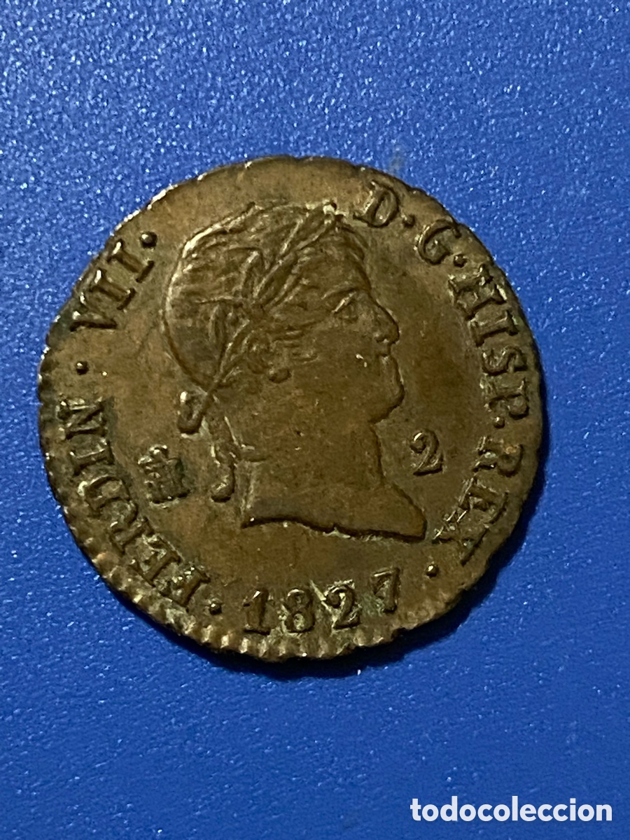 Monedas de Espa&ntilde;a: Fernando VII 2 maraved&iacute;s 1827 ceca Segovia - Foto 1