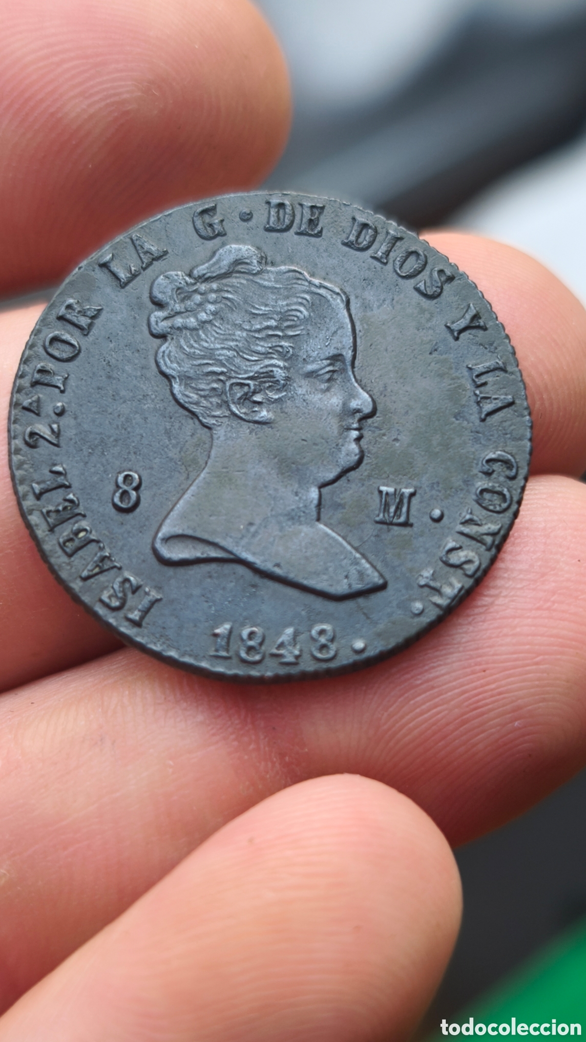 M&uuml;nzen von Spanien: Isabel II 1848 8 maravedis Segovia